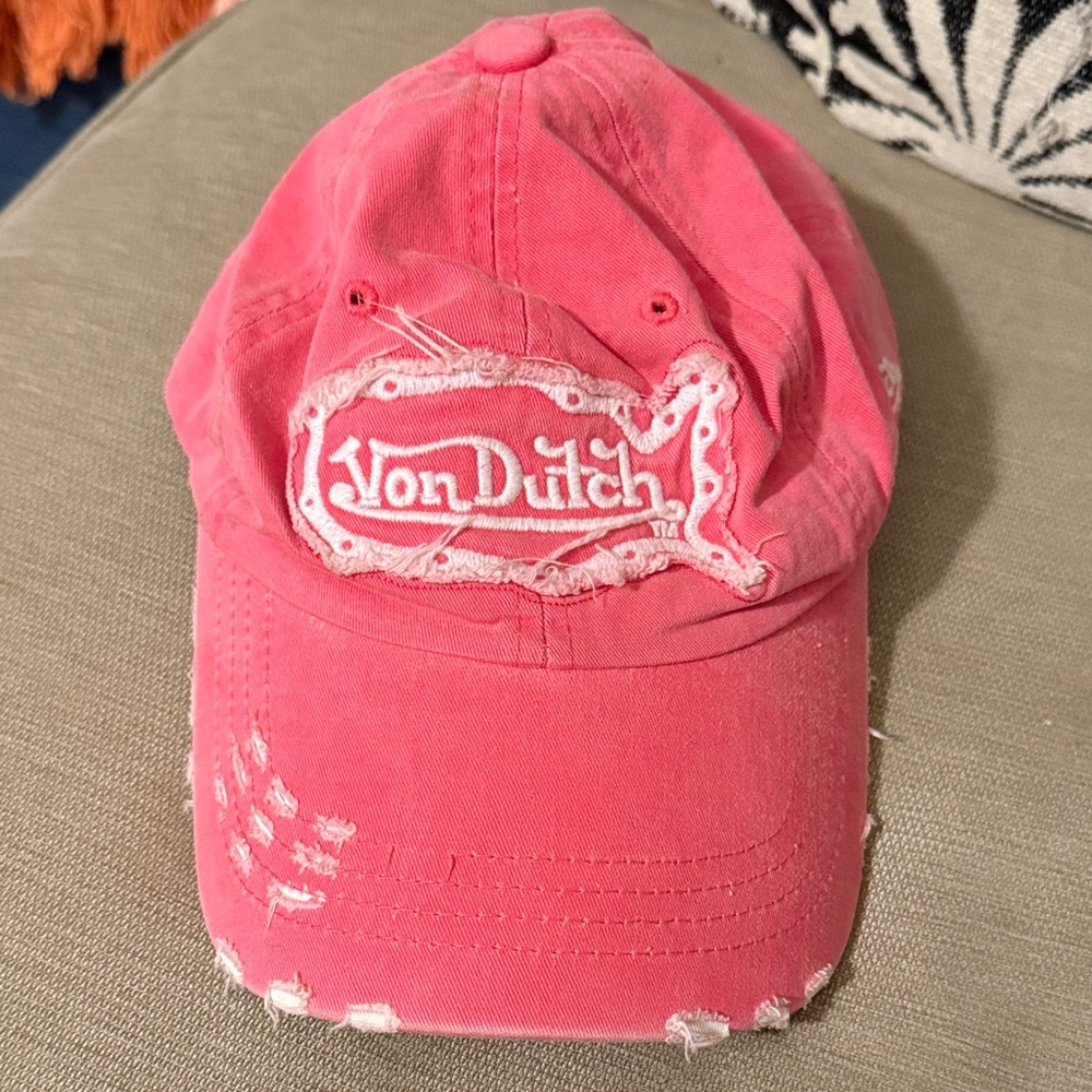 Von Dutch Hot Pink Vintage Distressed Logo Cap